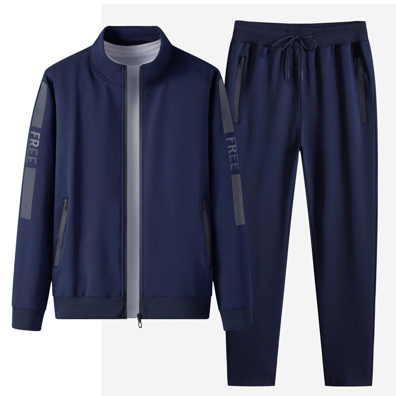 Men's Athleisure Collar Cardigan Fashion Sports Suit