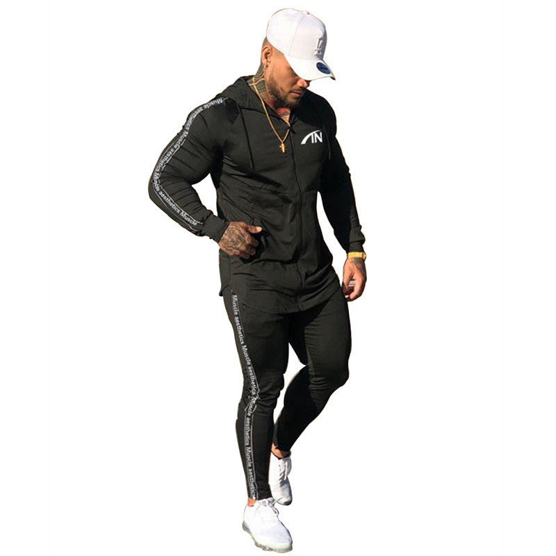 Mens Casual Muscle Aesthetic Tracksuit Fitness Wear