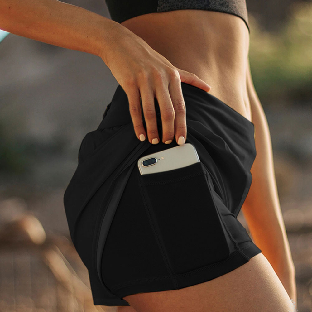 Double-layered Sport Shorts With Pockets