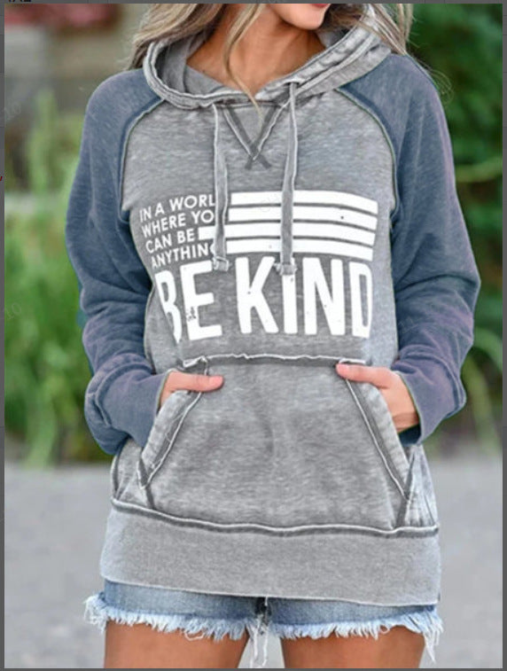 Ladies Positive Quote Hoodie with Printed Letters