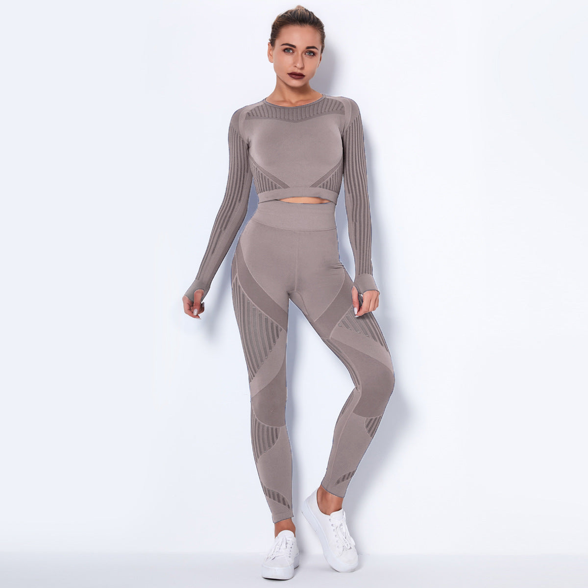 Seamless Knitted Absorbent Yoga Long-Sleeved Set