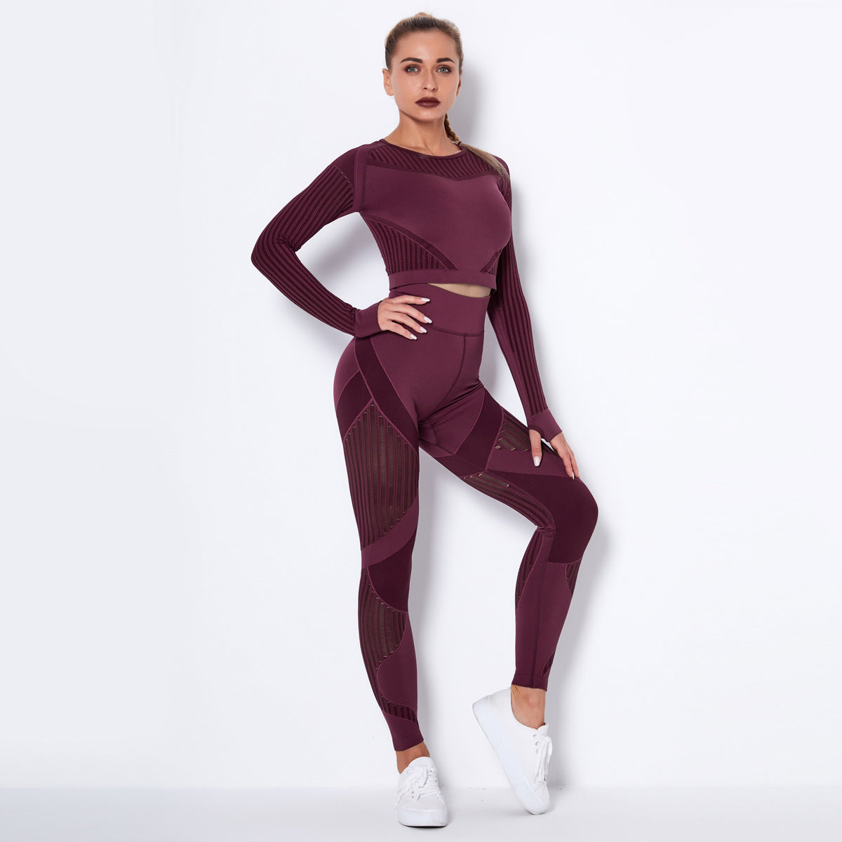 Seamless Knitted Absorbent Yoga Long-Sleeved Set