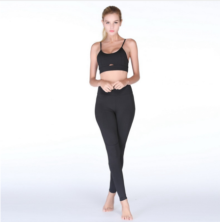 New Solid Crop Top Long Yoga Pants Set