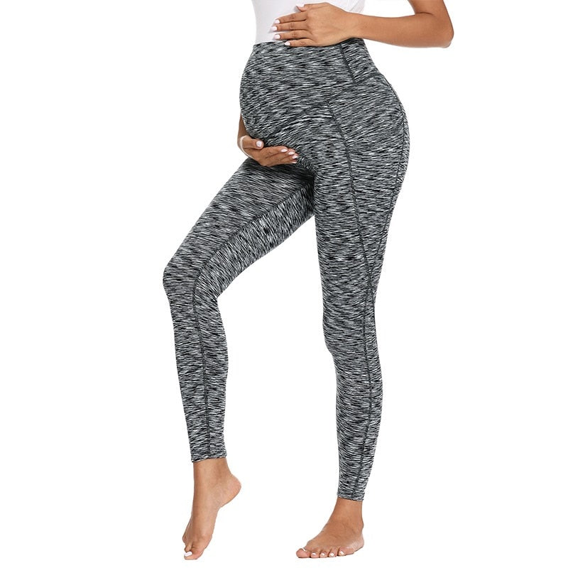 Pregnancy Mama Clothing Women's Maternity Yoga Pants with Pockets