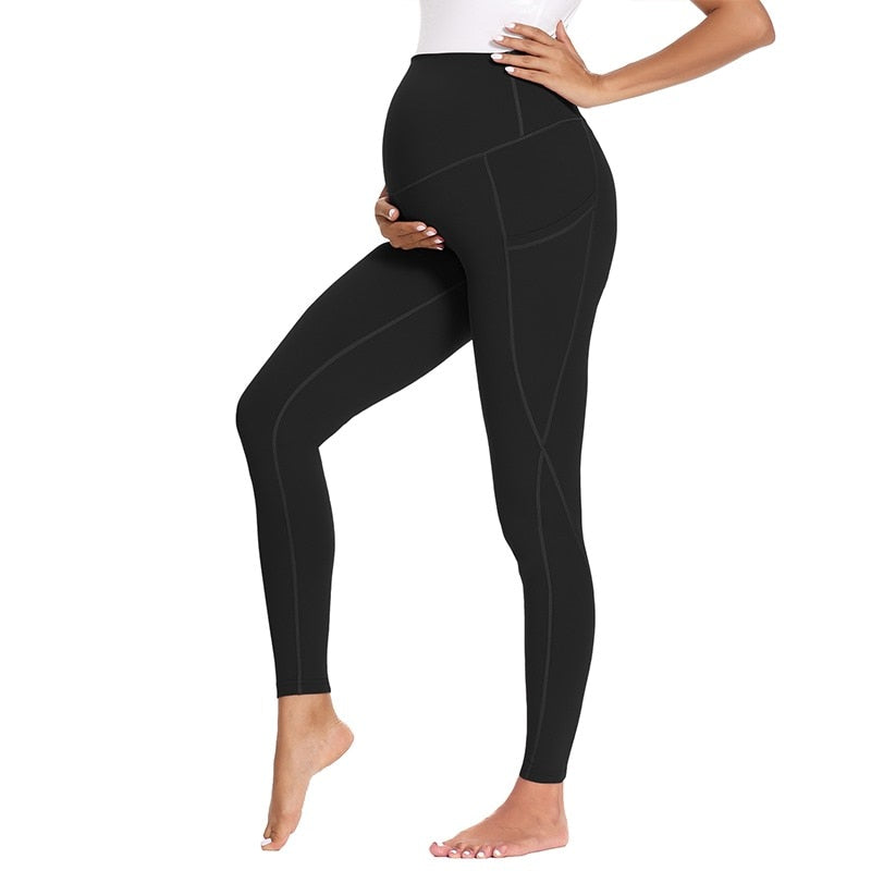 Pregnancy Mama Clothing Women's Maternity Yoga Pants with Pockets