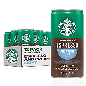 Starbucks Ready to Drink Coffee, Espresso & Cream Light , 6.5oz Cans (12 Pack) (Packaging May Vary)