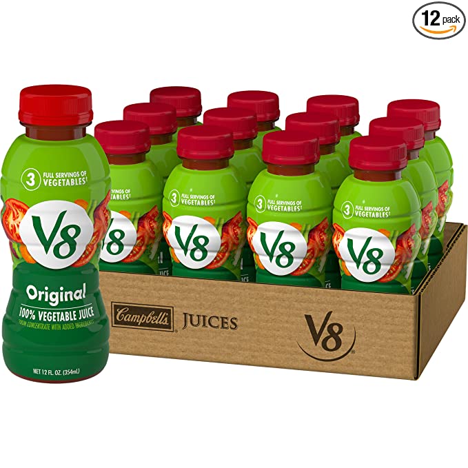 V8 Original 100% Vegetable Juice, Vegetable Blend With Tomato Juice, 12 Oz Bottle